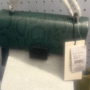 Nicole Miller Emerald Snake Print Shoulder Bag